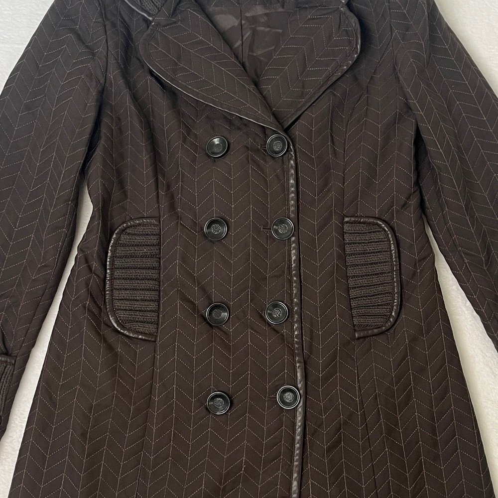 VNTG Cynthia Steffe Quilted Double Breasted Coat Sz Med Preppy 90s Made In USA - Picture 10 of 16